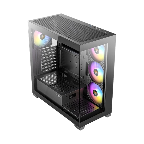 CASE ANTEC CX300 ARGB BLACK - كيس انتك 6 Antec CX300 ARGB Black mid-tower gaming case with panoramic tempered glass and ARGB fans