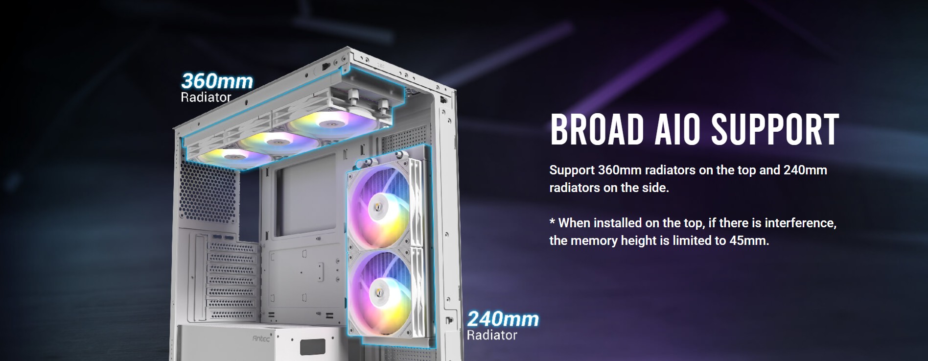 Antec CX300 ARGB Black PC Case Antec CX300 ARGB Black mid-tower gaming case with panoramic tempered glass and ARGB fans