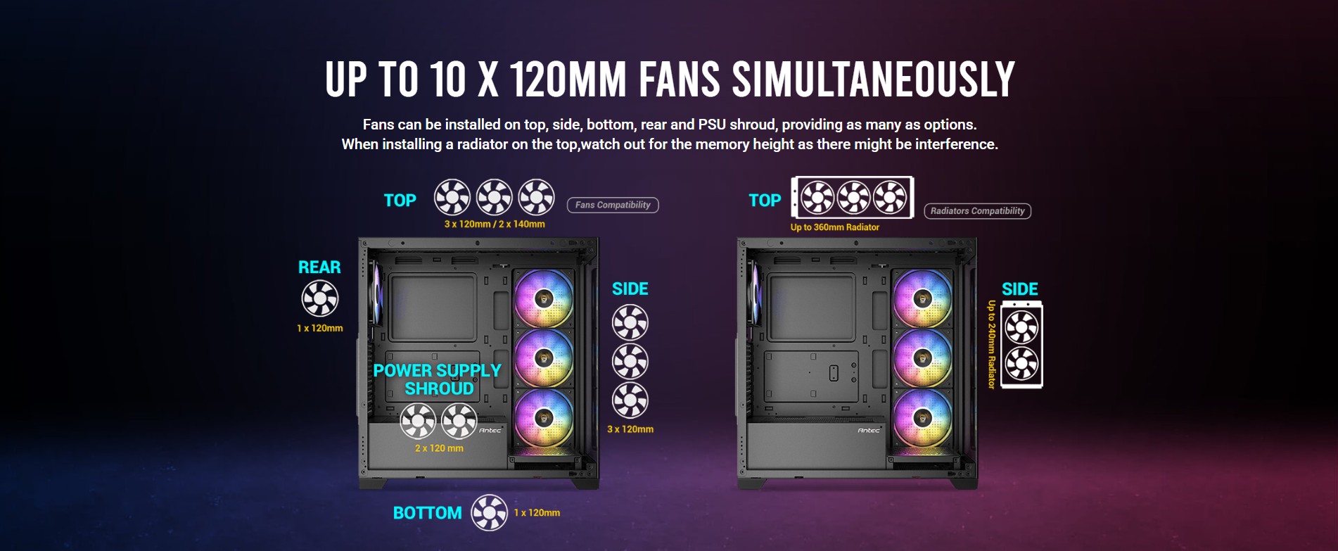 Antec CX300 ARGB Black PC Case Antec CX300 ARGB Black mid-tower gaming case with panoramic tempered glass and ARGB fans