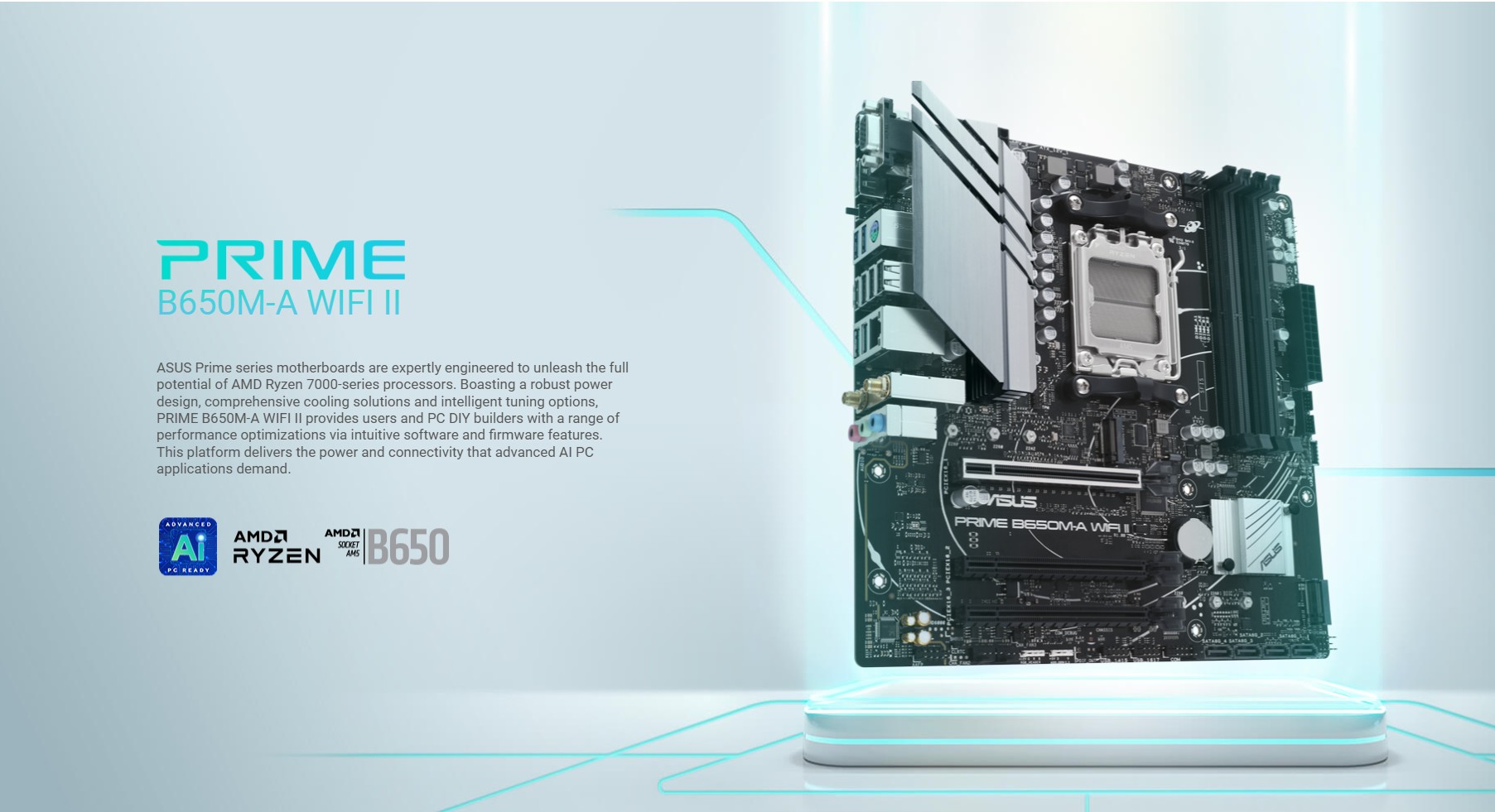 ASUS PRIME B650M-A WIFI II AMD B650 mATX Motherboard with Wi-Fi 6 and DDR5