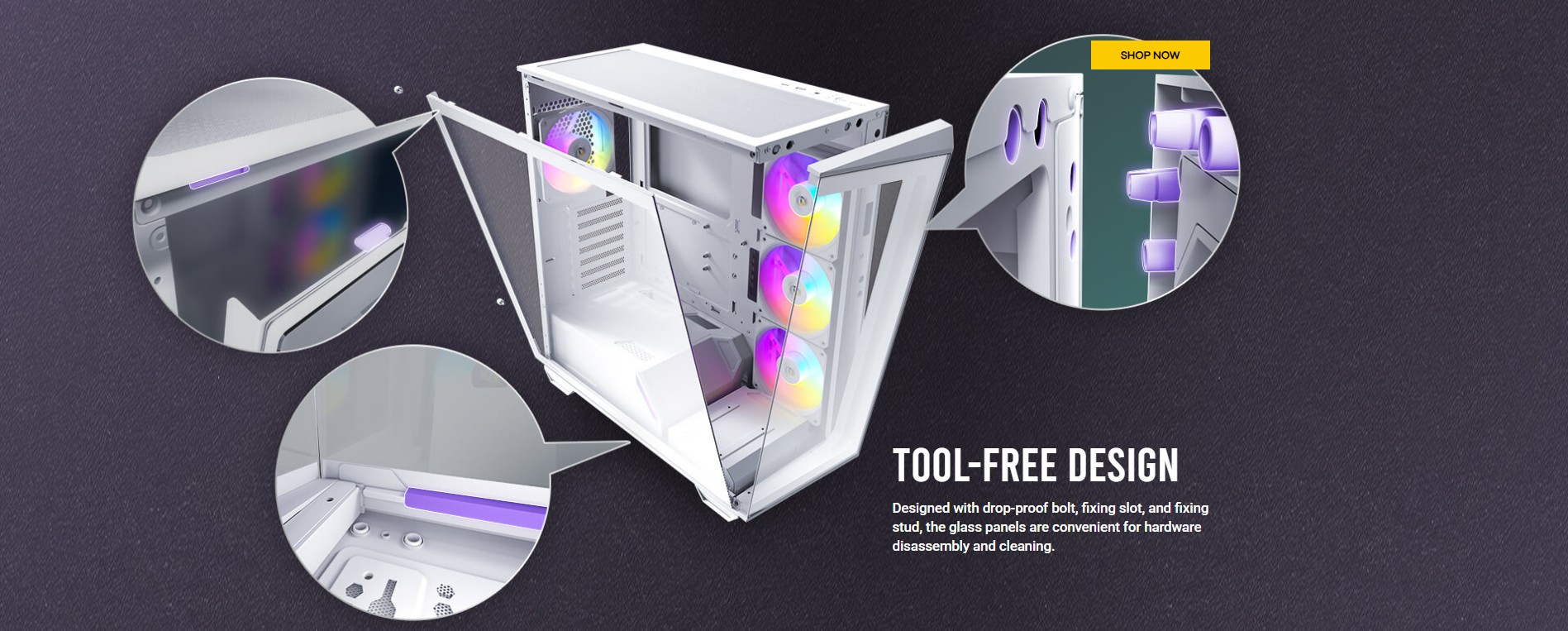 علبة كمبيوتر Antec C3 ARGB بيضاء متوسطة الحجم مزودة بزجاج مقوى بزاوية 270 درجة ومراوح ARGB