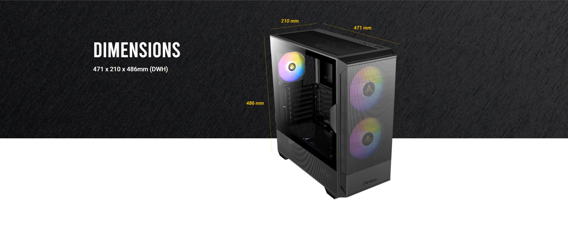 ANTEC NX416L NX416L mid-tower ATX gaming case with mesh front and ARGB fans