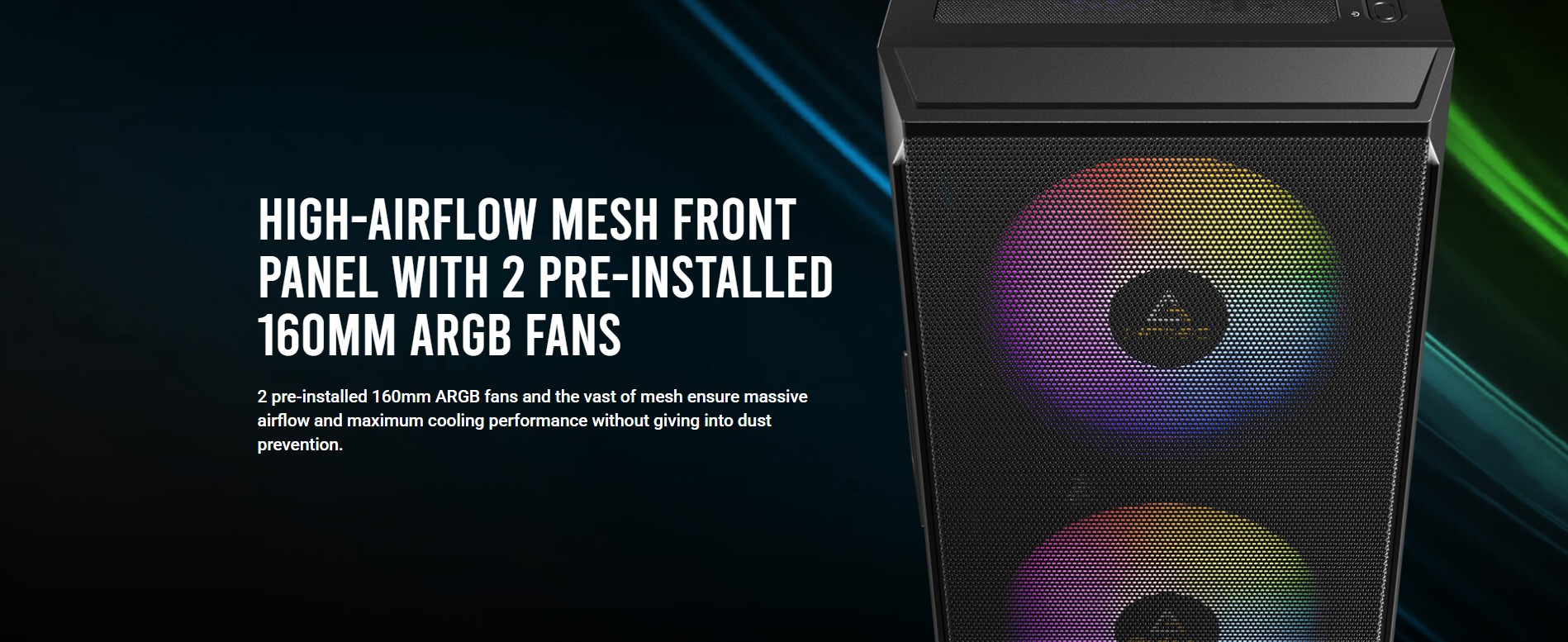 ANTEC NX416L NX416L mid-tower ATX gaming case with mesh front and ARGB fans