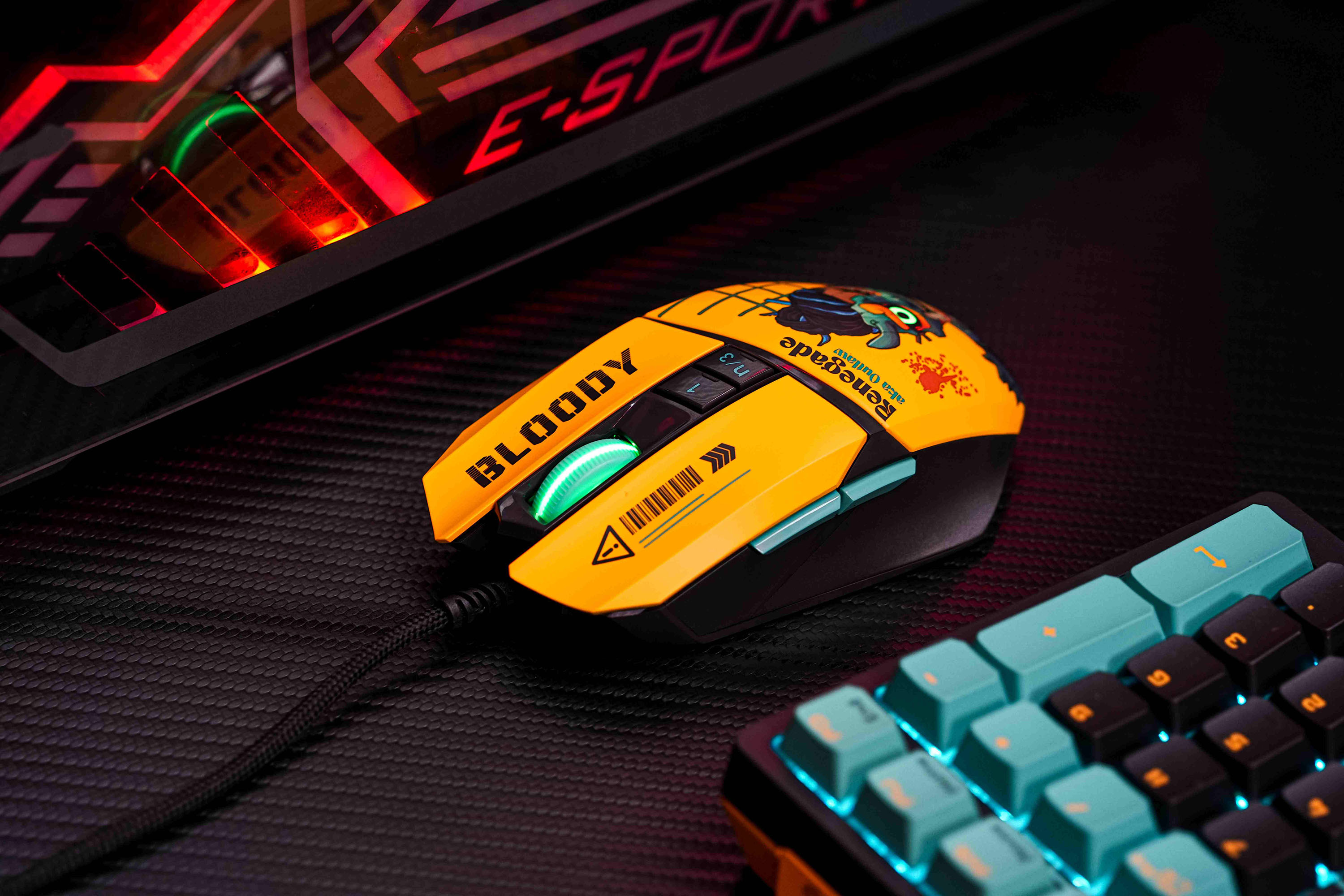 BLOODY W63 MAX RENEGADE SUNSET RGB gaming mouse with 12000 CPI sensor