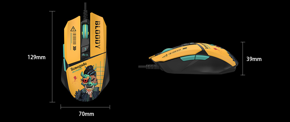 BLOODY W63 MAX RENEGADE SUNSET RGB gaming mouse with 12000 CPI sensor
