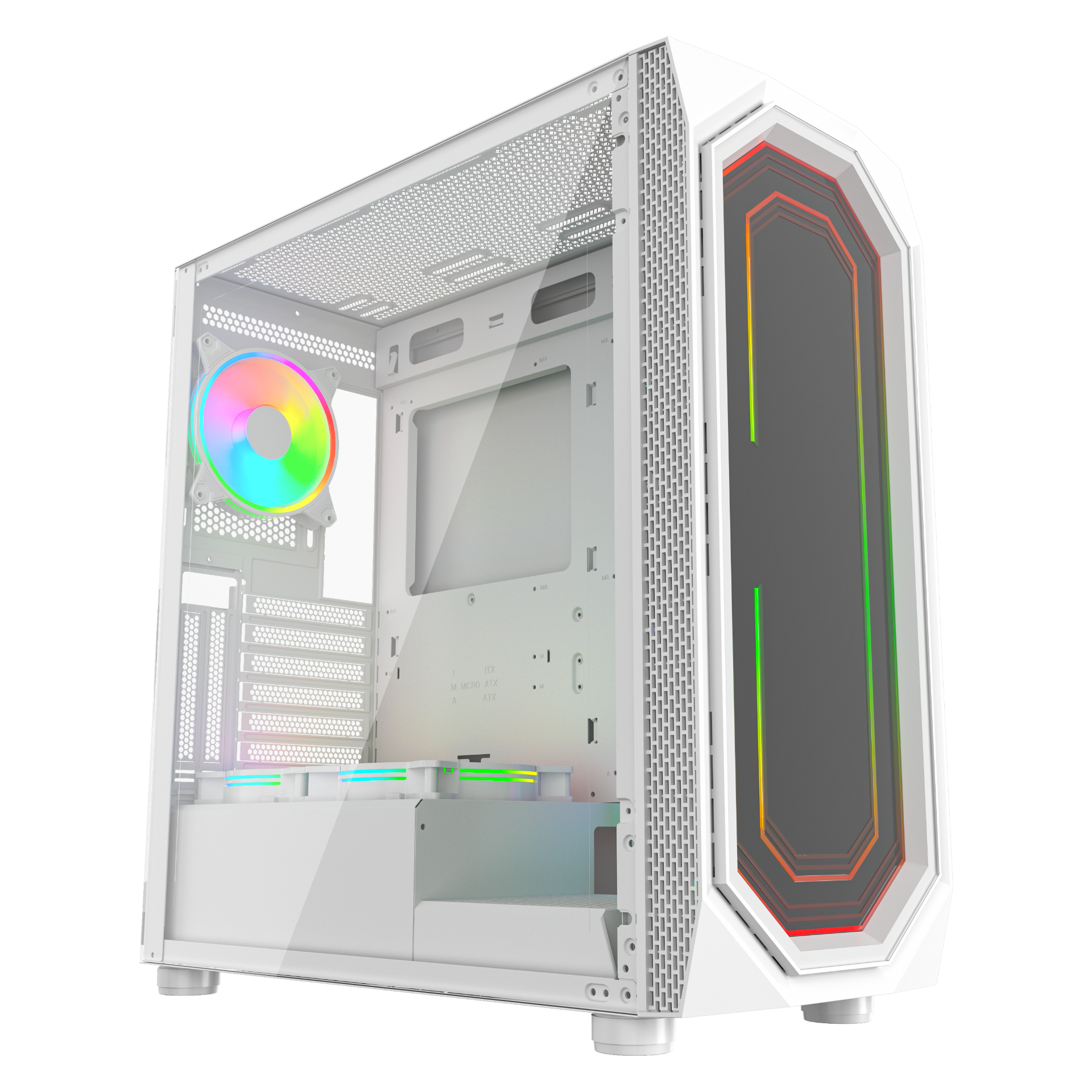 CASE GAMEMASTER MX700 WHITE MNC – ATX Mid-Tower 1 GAMEMASTER MX700 White PC Case with tempered glass and high-airflow cooling design