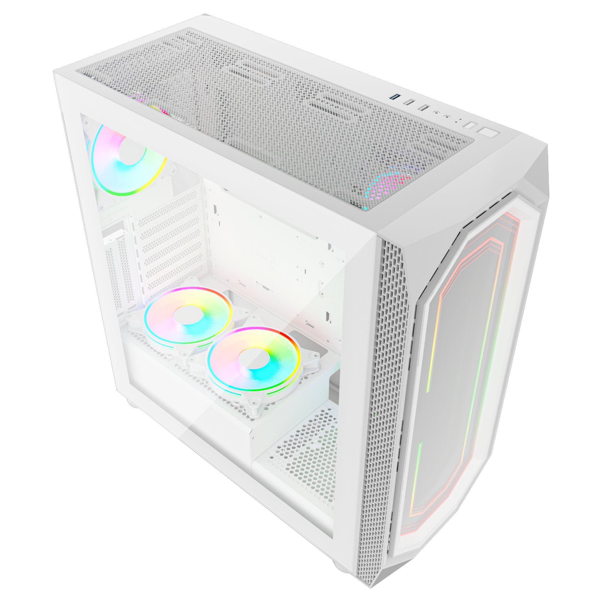 CASE GAMEMASTER MX700 WHITE MNC – ATX Mid-Tower 7 GAMEMASTER MX700 White PC Case with tempered glass and high-airflow cooling design
