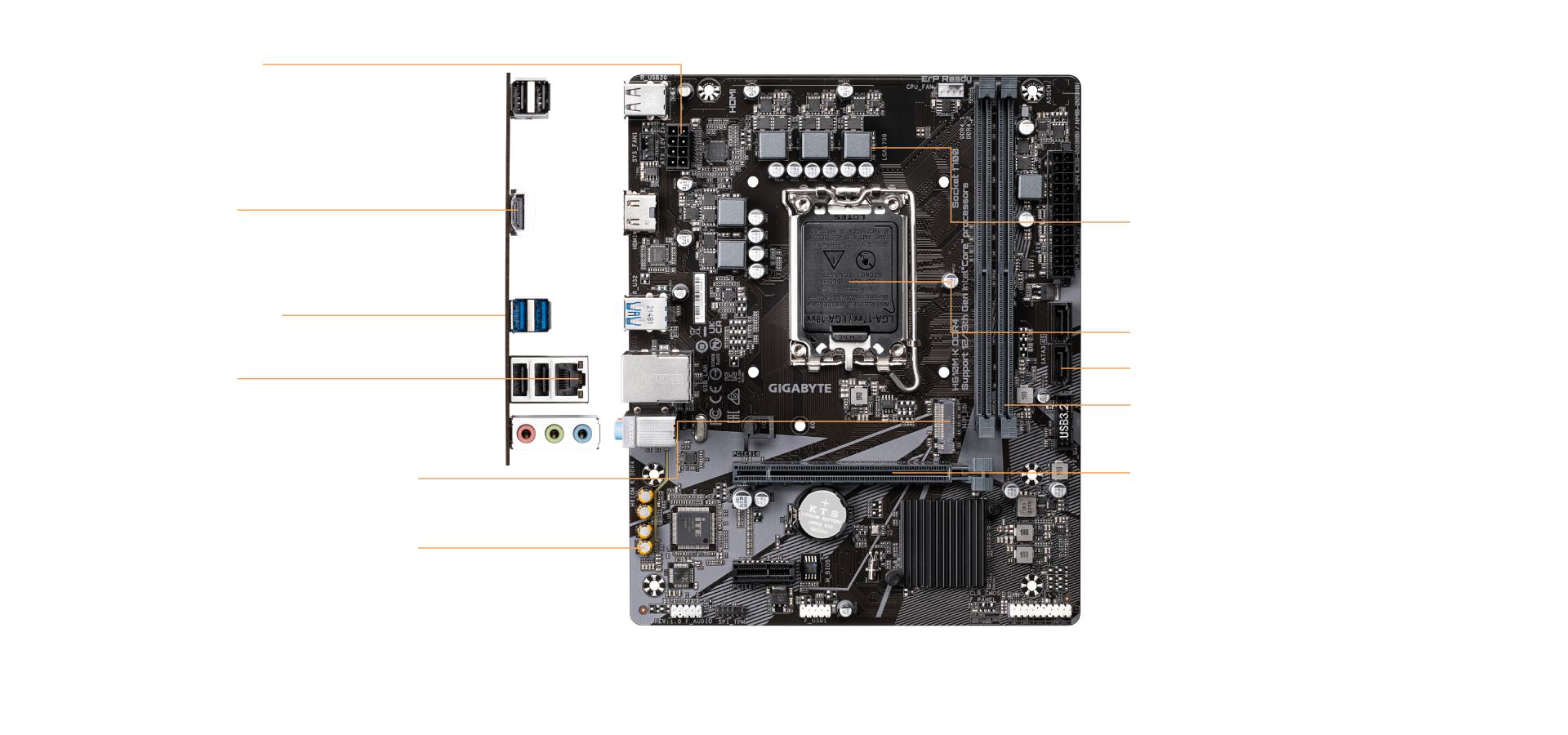 Motherboard GIGABYTE H610M K DDR4 – Intel LGA 1700 Socket - مذربورد 2 Motherboard GIGABYTE H610M K DDR4 – Intel LGA 1700 Socket - مذربورد - Image 2