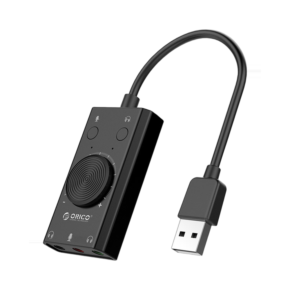 ORICO SC2 External USB Sound Card Audio Adapter with 3.5mm Headphone and Microphone Jack | كرت صوت خارجي اوريكو 1 ORICO SC2 External USB Sound Card Audio Adapter with 3.5mm Headphone and Microphone Jack