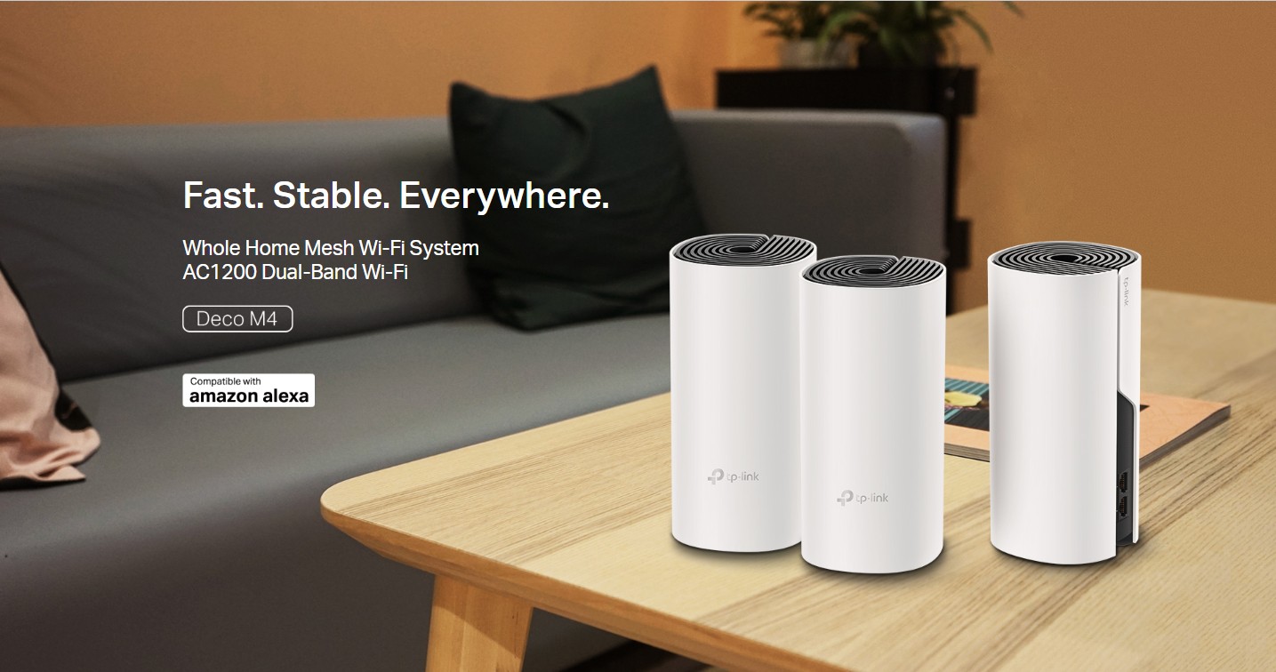 TP-Link Deco M4 AC1200 3 Pack Whole Home Mesh Wi-Fi System (4) TP Link Deco M4 AC1200 3 Pack Whole Home Mesh Wi Fi System 4