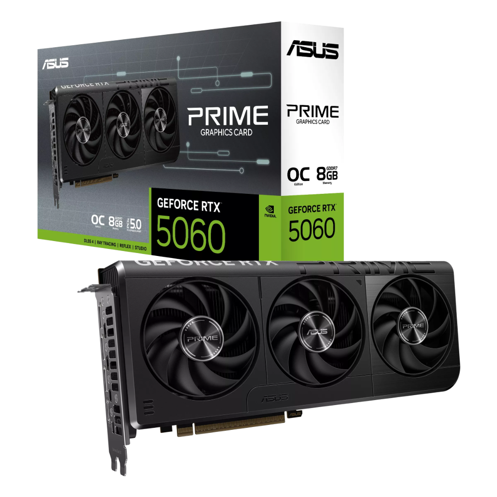 بطاقة الرسومات ASUS PRIME GeForce RTX 5060 8GB OC Edition GDDR7 PCIe 5.0 | كرت شاشة انفيديا بطاقة رسومات ASUS PRIME GeForce RTX 5060 8GB OC Edition