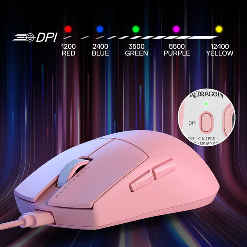 Redragon M724 Pink 12400 DPI Gaming Mouse (5) Redragon M724 Pink 12400 DPI Gaming Mouse 5