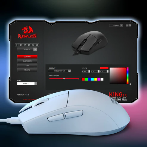 فأرة الألعاب Redragon M724 البيضاء بدقة 12400 نقطة في البوصة (3) فأرة الألعاب Redragon M724 البيضاء بدقة 12400 نقطة في البوصة