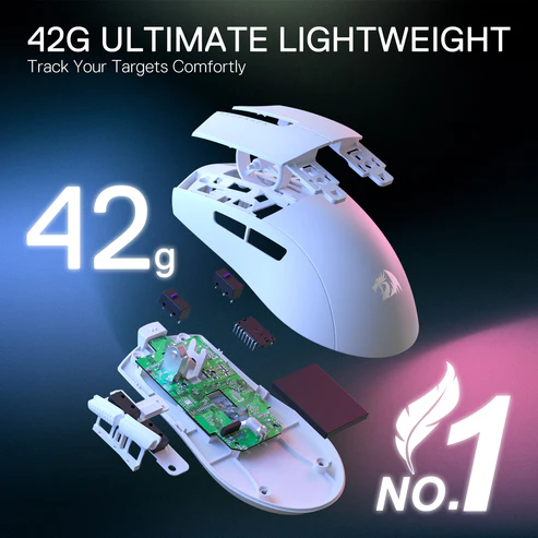 فأرة الألعاب Redragon M724 البيضاء بدقة 12400 نقطة في البوصة