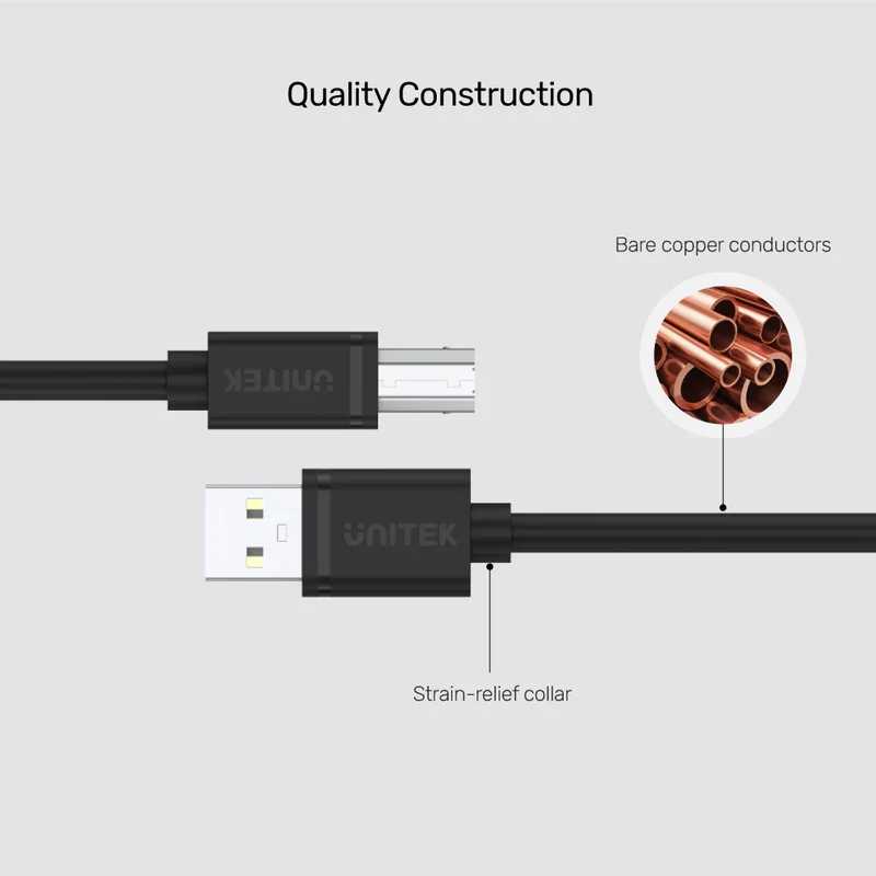 UNITEK Y C430GBK 1M USB 2.0 to USB B Cable 2 large