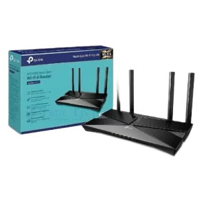 جهاز التوجيه TP-LinkArcher AX10 AX1500 WIFI 6 — منظر أمامي مع هوائيات خارجية