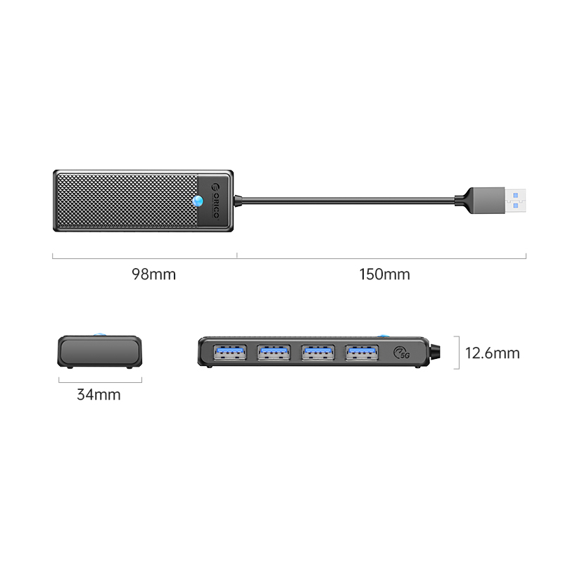 HUB USB3 ORICO 4PORT PAPW4A - هاب يو اس بي اوريكو 3 ORICO 4-Port USB 3.0 HUB PAPW4A – Compact High-Speed Expansion Adapter