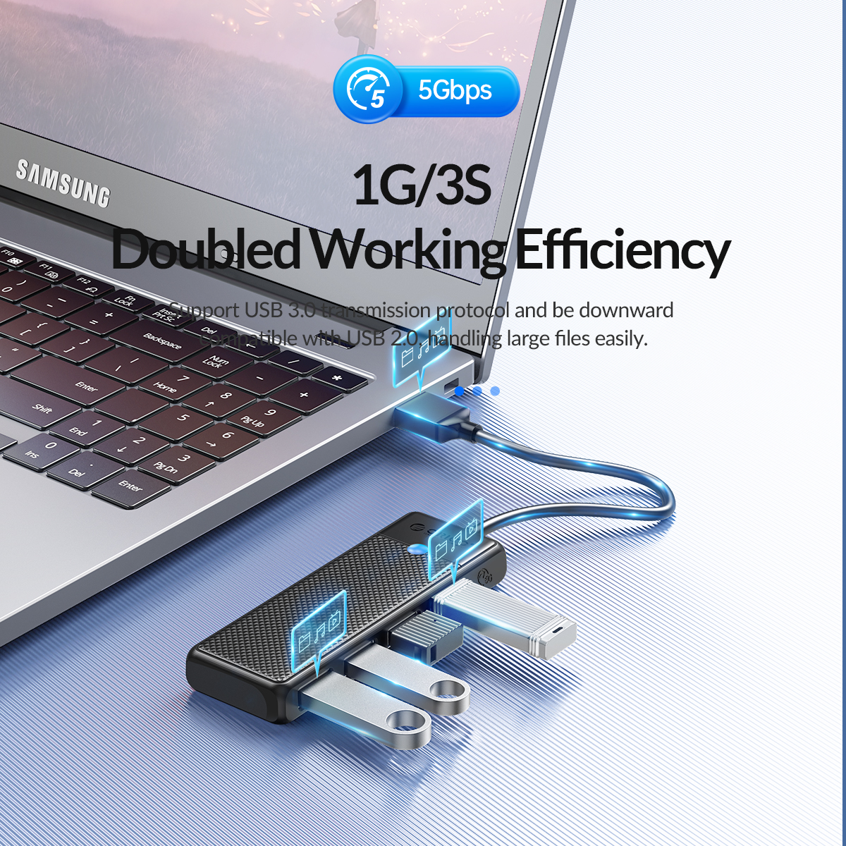 HUB USB3 ORICO 4PORT PAPW4A - هاب يو اس بي اوريكو 4 ORICO 4-Port USB 3.0 HUB PAPW4A – Compact High-Speed Expansion Adapter