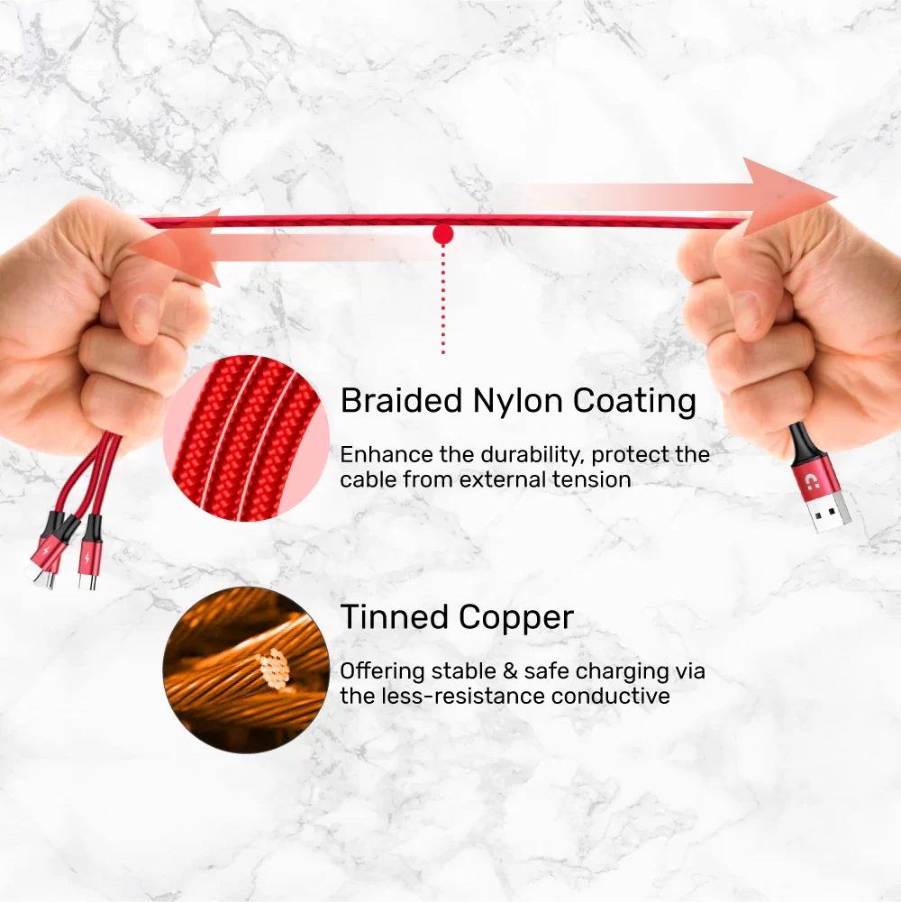 UNITEK 3-in-1 Multi Charging Cable UNITEK 3-in-1 USB-A to USB-C / Micro USB / Lightning charging cable