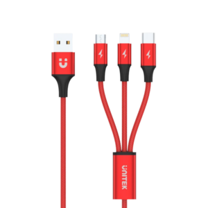 UNITEK C4049RD USB Cable 3-in-1 USB-A to USB-C / Micro USB / Lightning charging cable