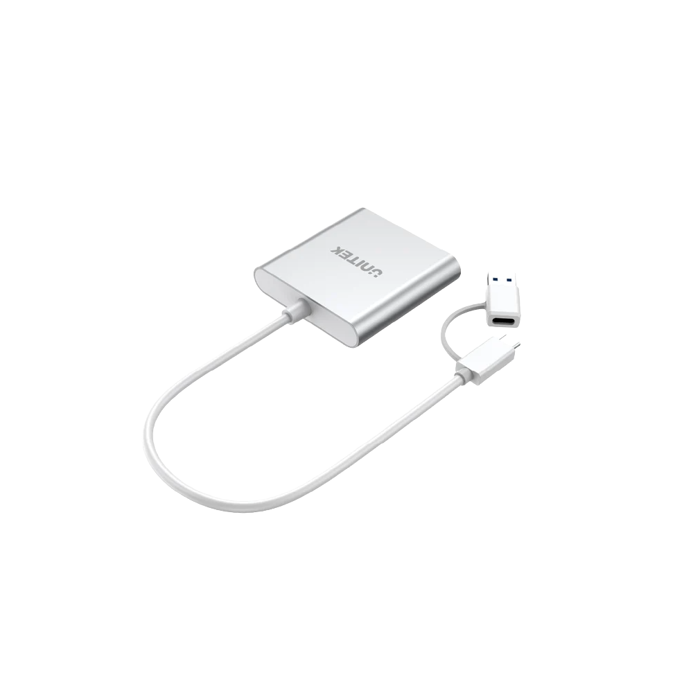 UNITEK Y-9313D USB3.0 Card Reader – High-Speed Data Hub - كارت ريدر 2 UNITEK Y-9313D USB3.0 Card Reader 3-Port Memory Card Reader with USB-C Adapter – High-speed multi-format card reader