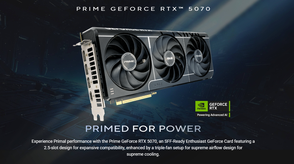 ASUS PRIME GeForce RTX 5070 12GB OC Edition (6) ASUS PRIME GeForce RTX 5070 12GB OC Edition 6