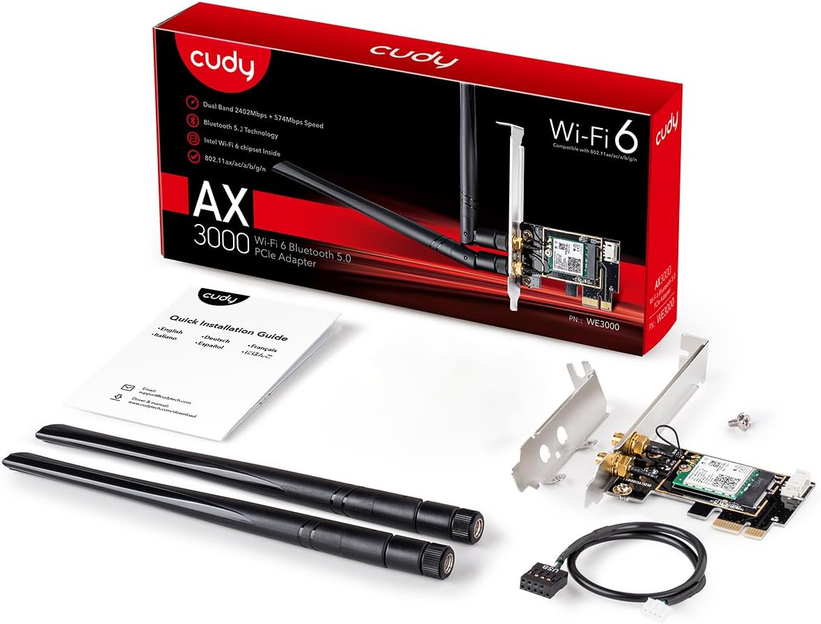 Cudy AX3000 Wi-Fi 6 Bluetooth PCI-E Adapter WE3000 Bluetooth 5.2 | كرت واي فاي 5 Cudy AX3000 Wi-Fi 6 Bluetooth PCI-E Adapter WE3000 Bluetooth 5.2 | كرت واي فاي - Image 5