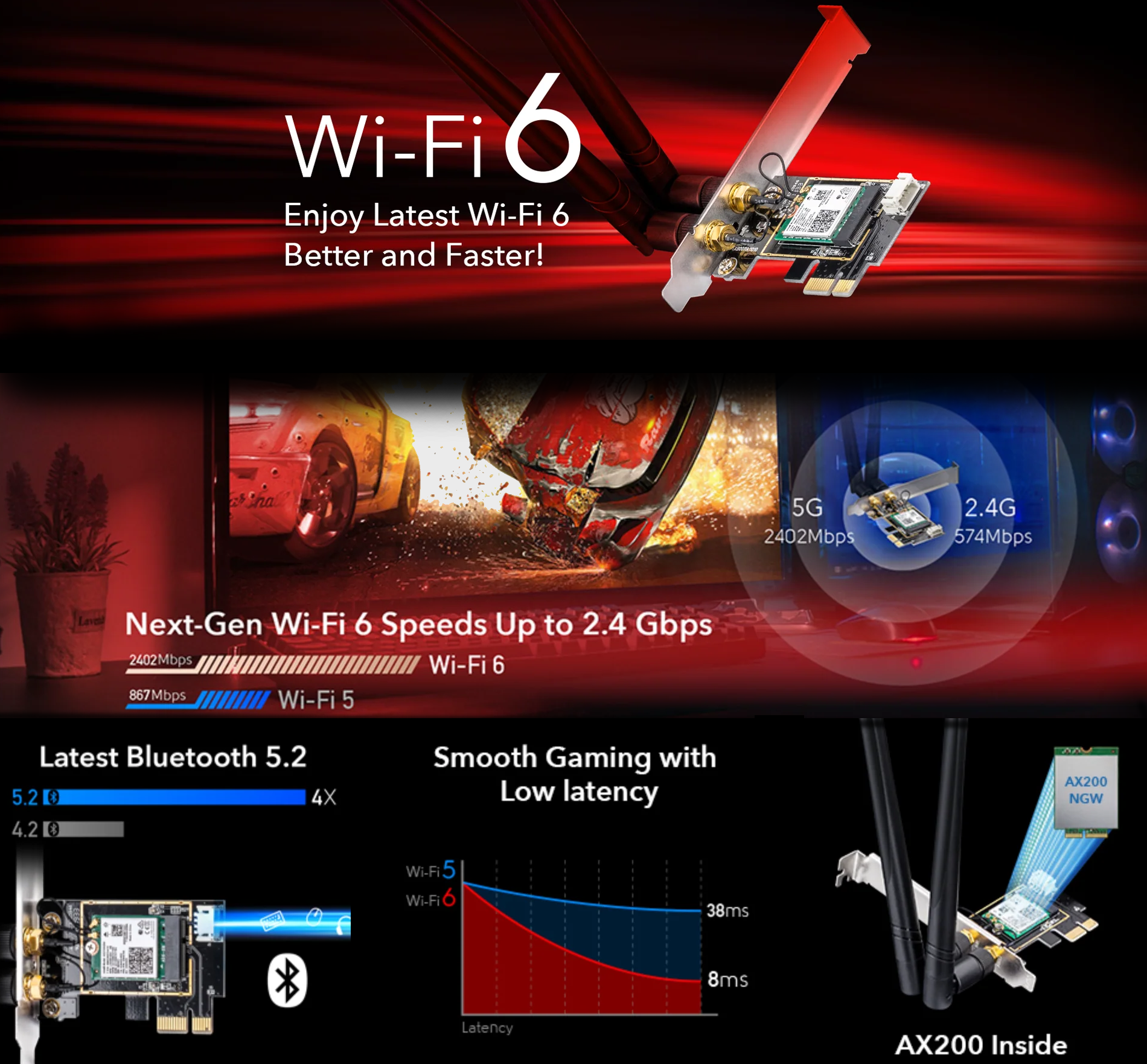 Cudy AX3000 WiFi 6 PCIe Card WE3000 Intel AX200 (1) Cudy AX3000 WiFi 6 PCIe Card WE3000 Intel AX200 1