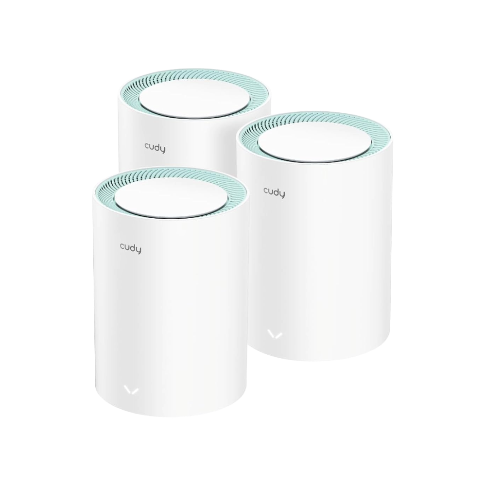 Cudy Dual Band AX1500 WiFi 6 Mesh Wi-Fi System M1500 3-Pack, 3 Gigabit Ports, Ethernet Backhaul, Up to 230 m² Coverage | موسع شبكة كودي 3 قطع 1 Cudy Dual Band AX1500 WiFi 6 Mesh Wi-Fi System M1500 3-Pack with 3 Gigabit Ports and Ethernet Backhaul