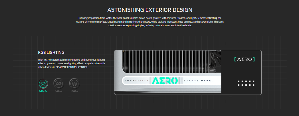 بطاقة رسومات جيجابايت جي فورس RTX 5070 Ti بسعة 16 جيجابايت GDDR7 AERO OC 7