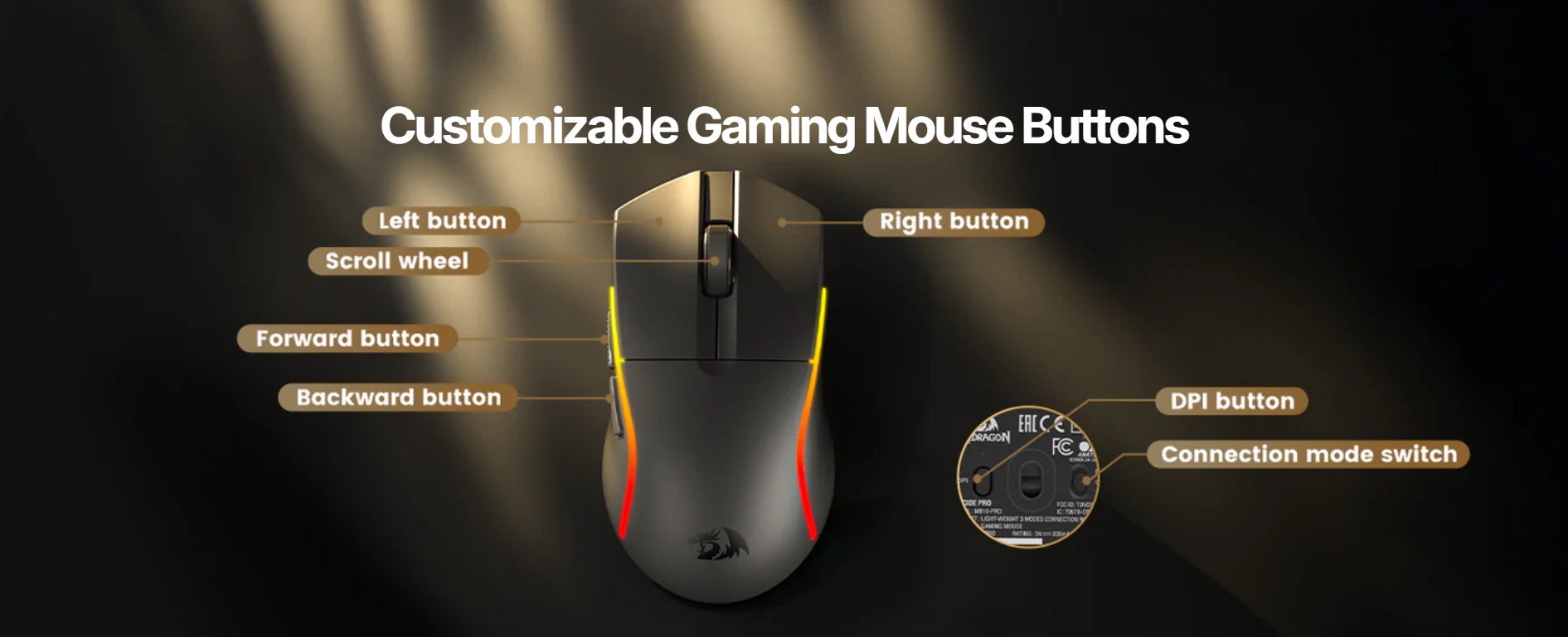 Redragon M816 PRO 26000 DPI Gaming Mouse (10) Redragon M816 PRO 26000 DPI Gaming Mouse 10