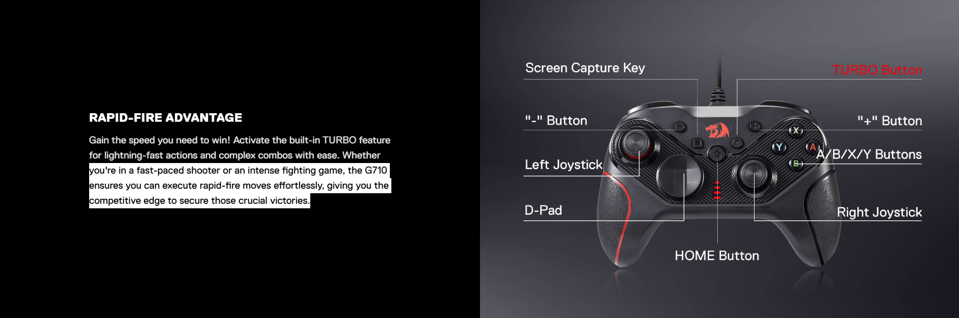 Redragon Rift G710 Wired Gaming Controller (3) Redragon Rift G710 Wired Gaming Controller 3
