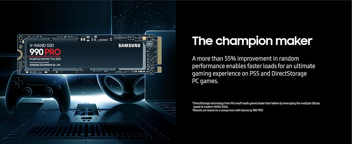 سامسونج 990 برو 1 تيرابايت PCIe 4.0 M.2 SSD مع مشتت حراري (3) قرص صلب سامسونج 990 برو بسعة 1 تيرابايت بتقنية PCIe 4.0 M.2 SSD مع مشتت حراري 3