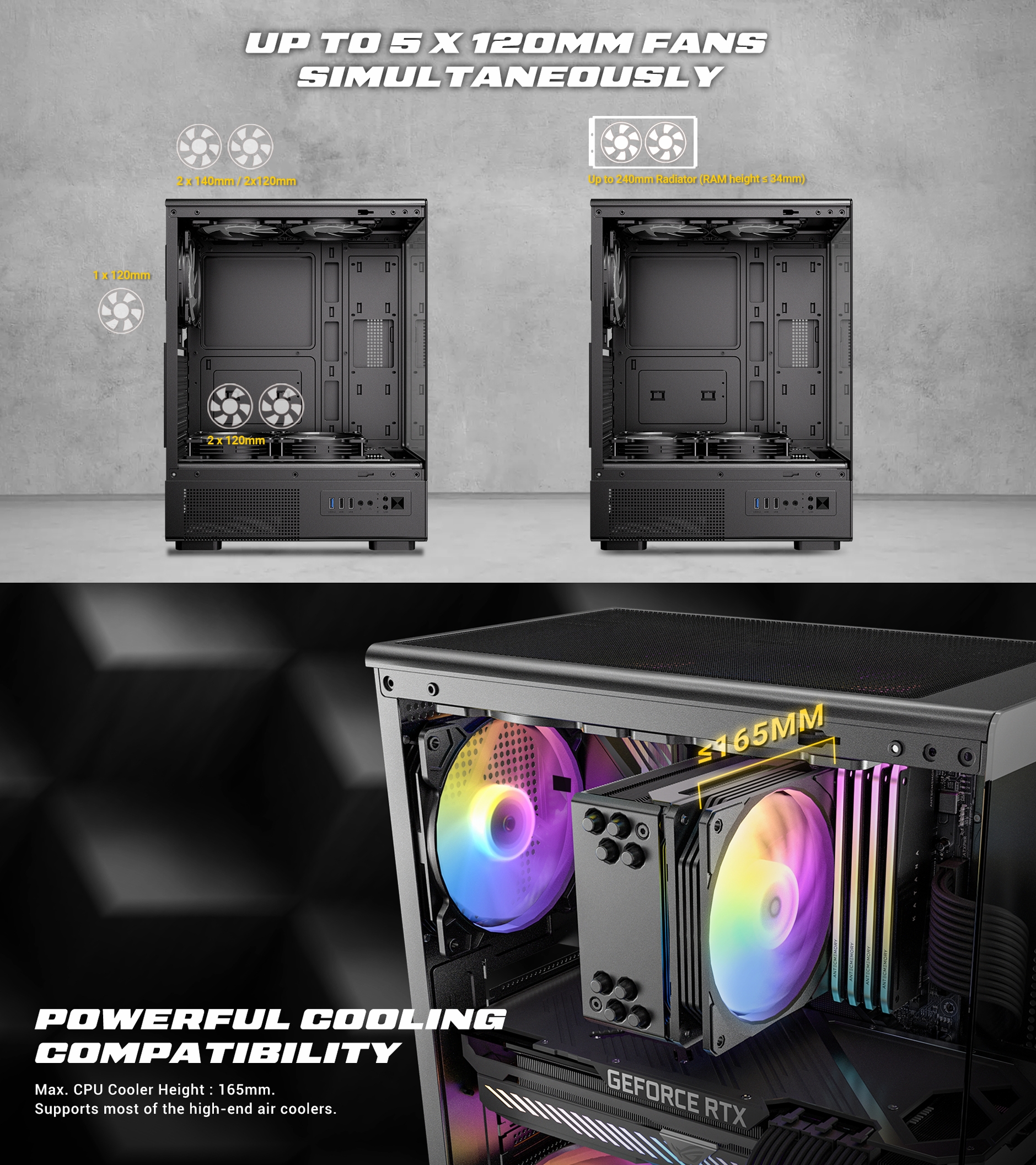 Antec VCX300 ARGB Mid Tower Gaming Case (2) Antec VCX300 ARGB Mid Tower Gaming Case 2