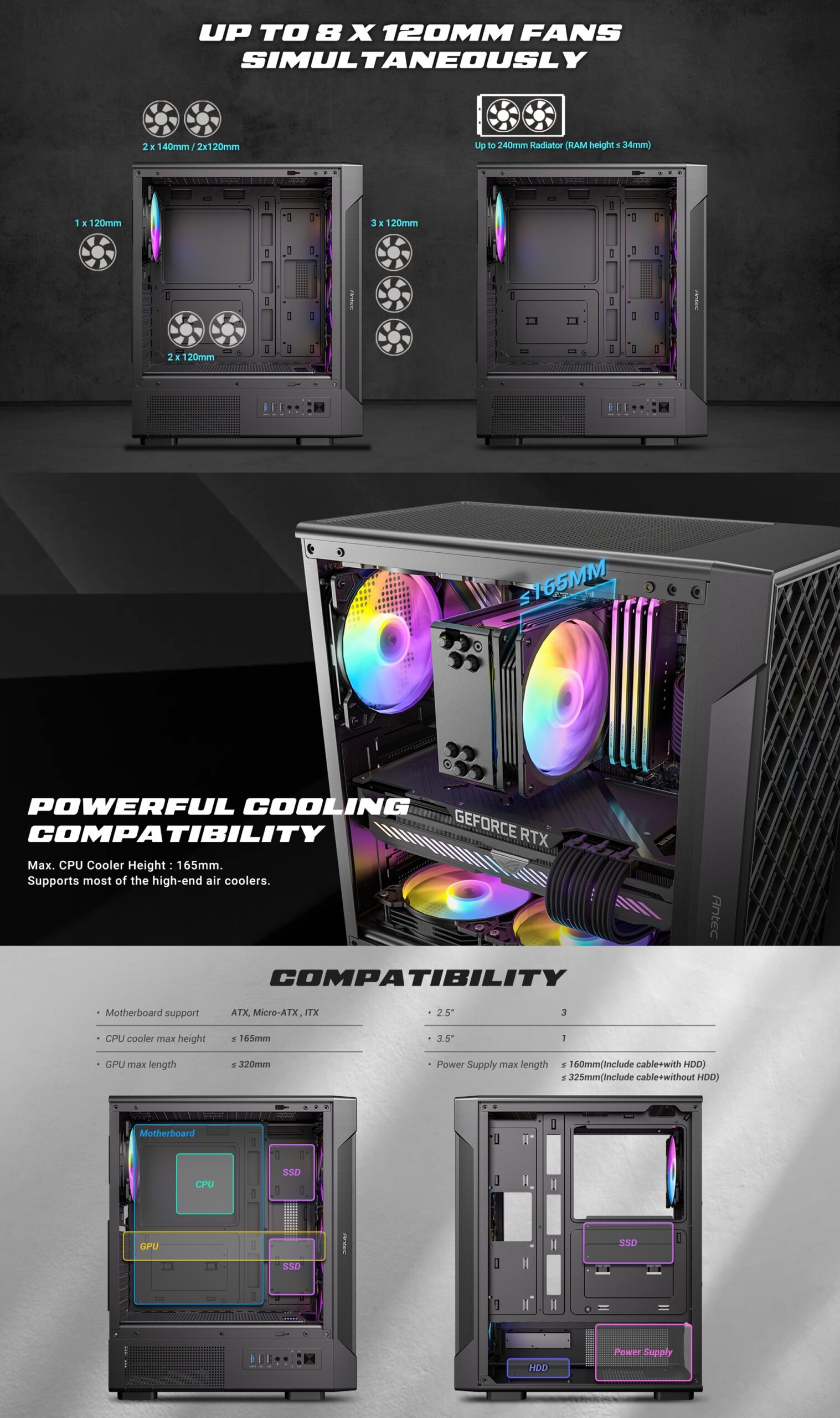 Antec VX320 ARGB Black ATX Gaming Case (4) Antec VX320 ARGB Black ATX Gaming Case 4 scaled