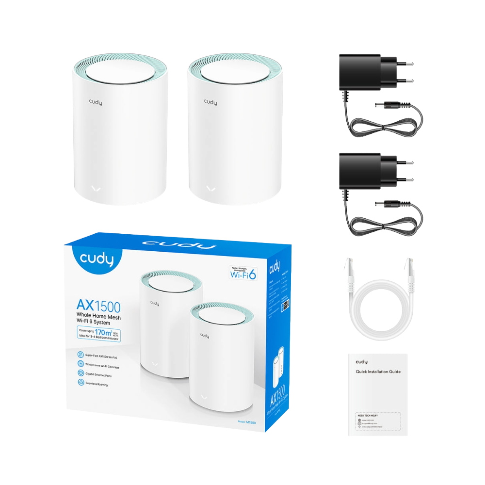 Cudy Dual Band AX1500 WiFi 6 Mesh Wi-Fi System M1500 2-Pack | موسع شبكة كودي 2 Cudy Dual Band AX1500 WiFi 6 Mesh Wi-Fi System M1500 2-Pack | موسع شبكة كودي - Image 2