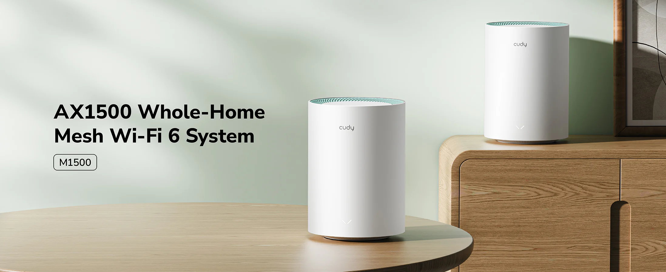 Cudy AX3000 Wi-Fi 6 2.5G Mesh System M3000 3-Pack, Ethernet Backhaul, Up to 270 m² Coverage, 2.5G WAN M1500 1464x600 1