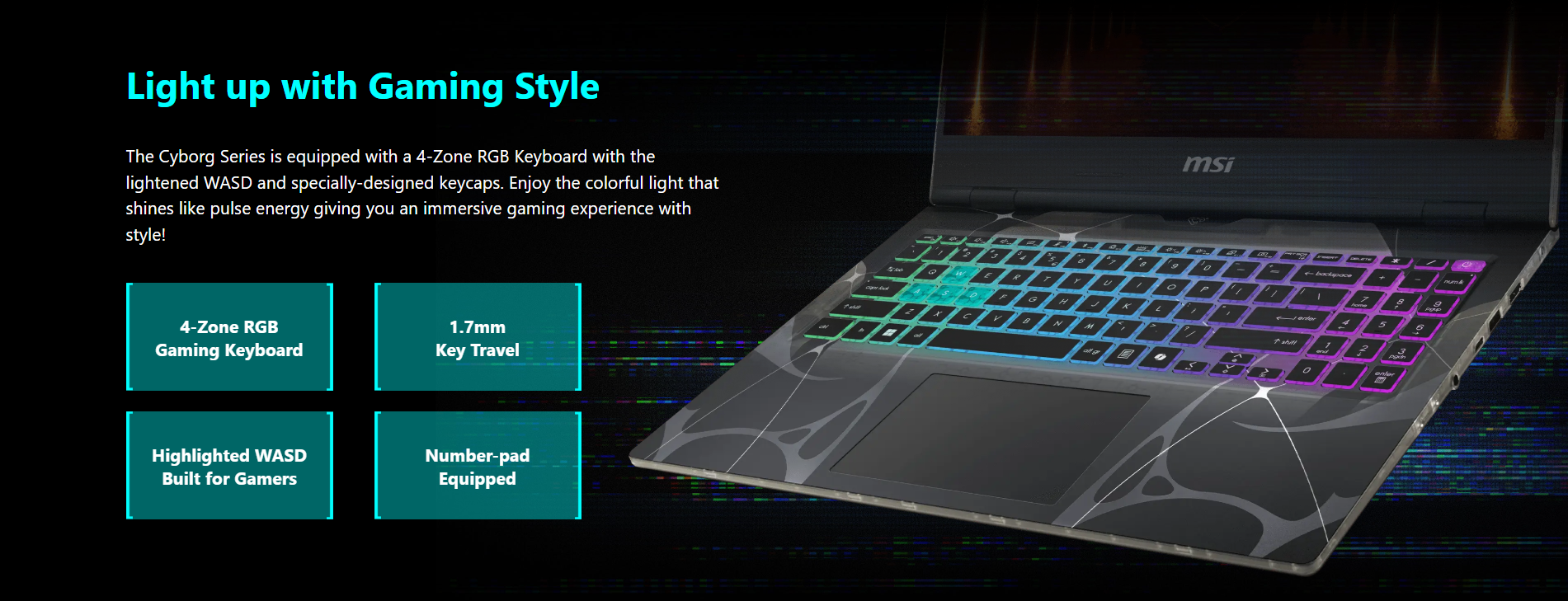 MSI Cyborg 15 Core 7 RTX 5060 Gaming Laptop Heading6