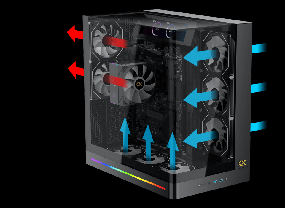 Xigmatek Pano II LCD Black E-ATX Gaming Case USB-C Curved Tempered Glass (11) Xigmatek Pano II LCD Black E ATX Gaming Case USB C Curved Tempered Glass 11