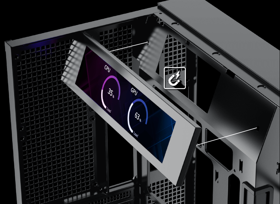 Xigmatek Pano II LCD Black E-ATX Gaming Case USB-C Curved Tempered Glass (7) Xigmatek Pano II LCD Black E ATX Gaming Case USB C Curved Tempered Glass 7