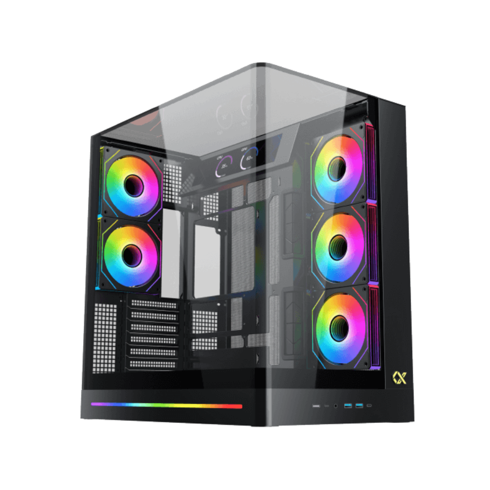 Xigmatek Pano II Black E-ATX Gaming Case USB-C | كيس زكماتيك 1 Xigmatek Pano II LCD Black E-ATX Gaming Case USB-C Curved Tempered Glass