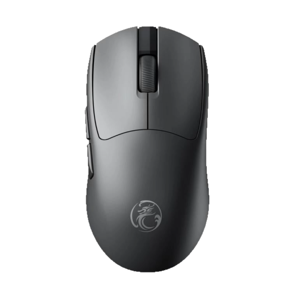 IMICE G900 Wireless Gaming Mouse 6-Button 12800 DPI | ماوس اي مايس وايرلس 1 Front view of the IMICE G900 Wireless Gaming Mouse in black, showing its ergonomic shape and 6-button layout.