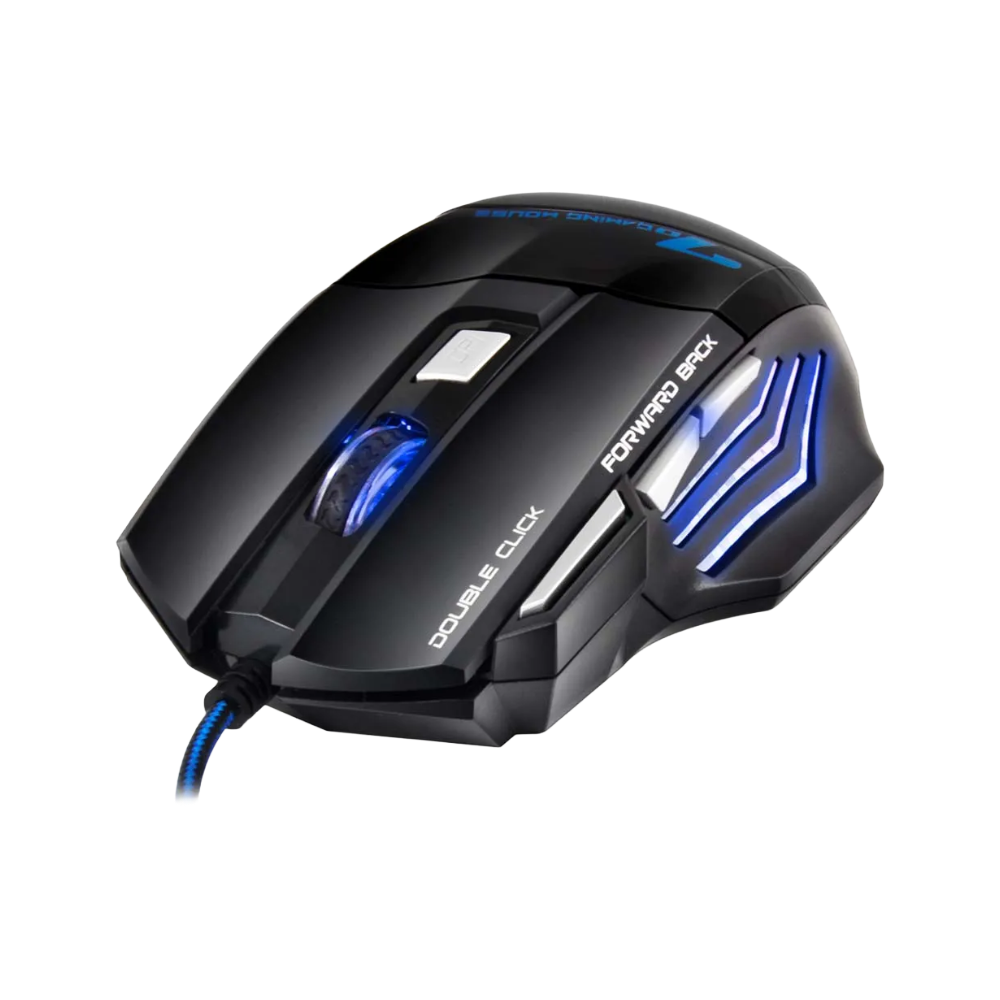 IMICE X7 Gaming Mouse 7-Button 5500 DPI Optical USB Wired | ماوس اي مايس 1 IMICE X7 Gaming Mouse with 7 buttons and colorful LED breathing lights on a black background.
