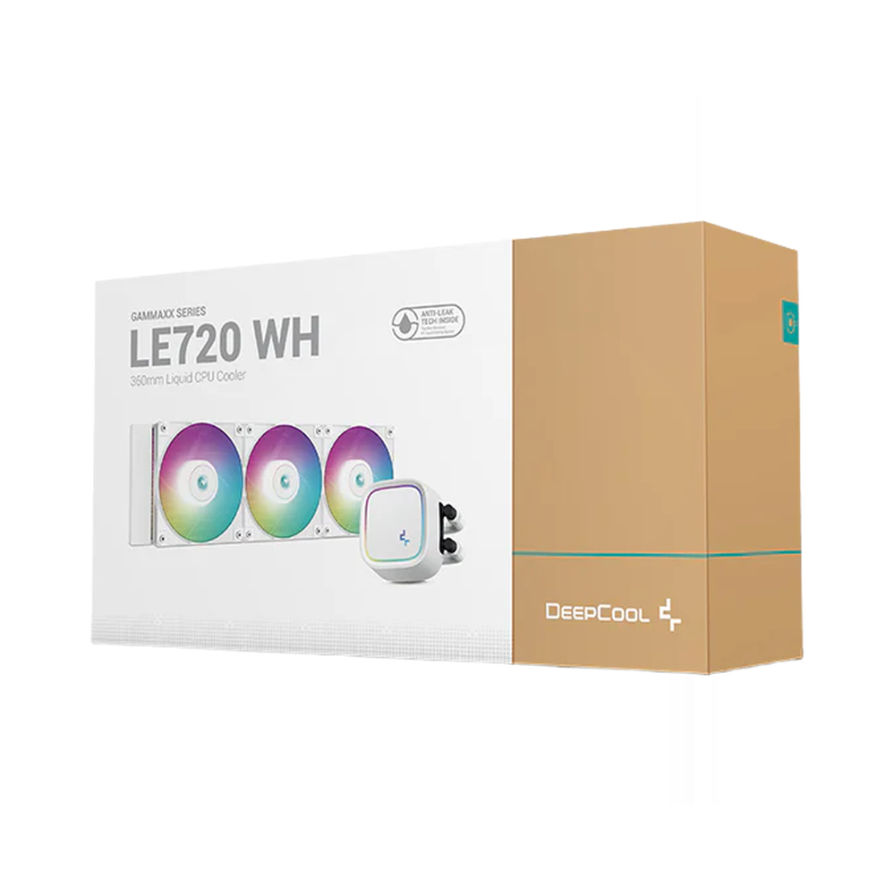 DeepCool LE720 WH Cooler 360mm White AIO ARGB Liquid CPU Cooler with 250W TDP and 3x120mm Fans 1 DeepCool LE720 WH 360mm AIO Liquid CPU Cooler with ARGB Fans