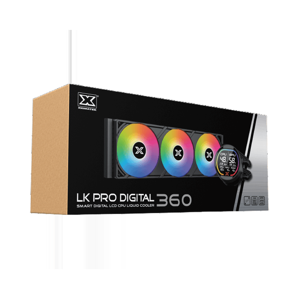 XIGMATEK LK PRO 360 360mm AIO Liquid Cooler with 2.7 Inch LCD and ARGB Black 1 XIGMATEK LK PRO 360 2.7 inch LCD ARGB AIO Liquid Cooler Black
