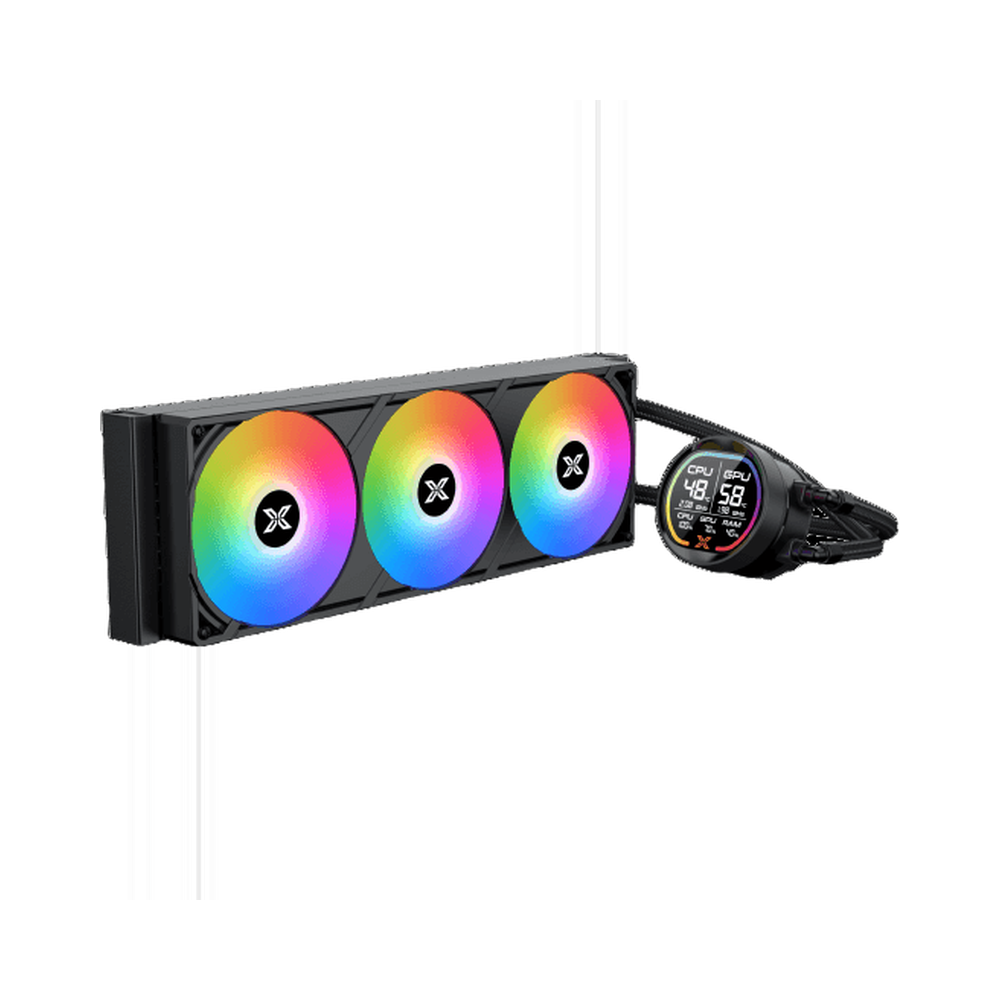 XIGMATEK LK PRO 360 360mm AIO Liquid Cooler with 2.7 Inch LCD and ARGB Black 2 XIGMATEK LK PRO 360 2.7 inch LCD ARGB AIO Liquid Cooler Black