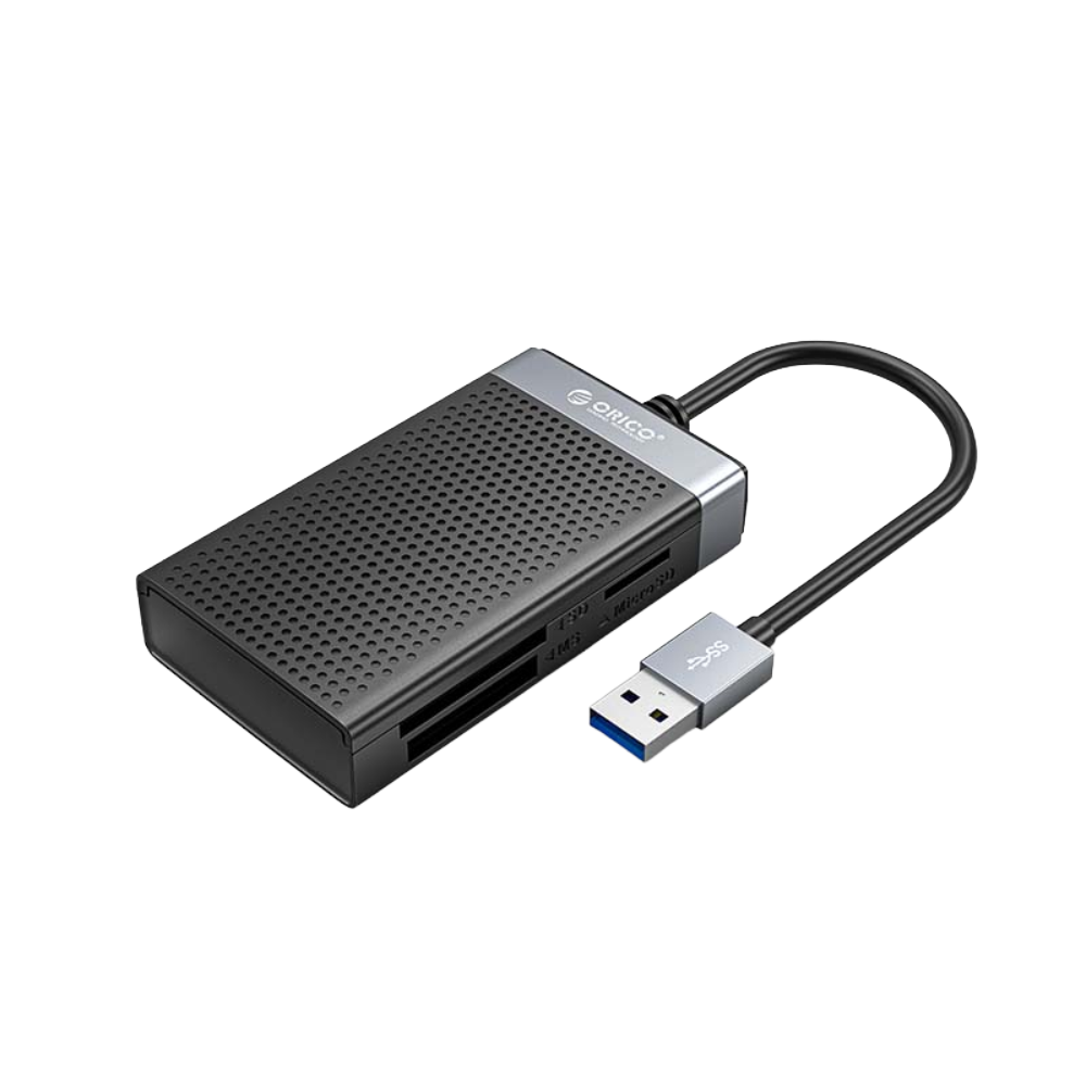 ORICO CL4D-A3 USB 3.0 4-in-1 Card Reader for SD TF CF MS 1 ORICO CL4D-A3 USB 3.0 4-in-1 Card Reader for SD, TF, CF, and MS cards shown in a clean product view.