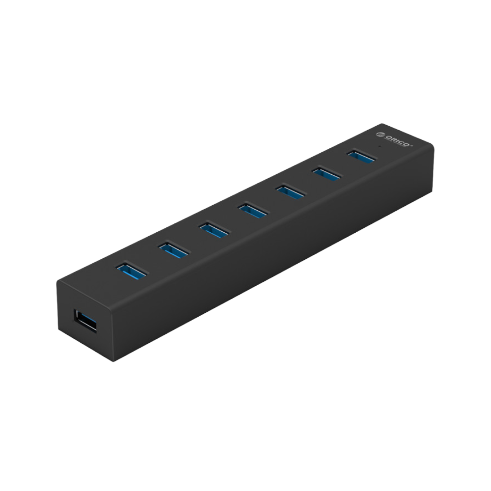 Orico 7-Port USB 3.0 Hub with 5V2A Power Adapter 1 Orico 7-Port USB 3.0 Hub with 5V2A power adapter shown in a clean product view, highlighting its multi-port connectivity design.