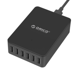 ORICO 6 Port 50W USB Smart Charger Desktop Power Adapter shown in a clean product view, highlighting its multi-device charging design.