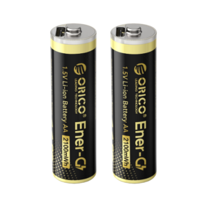 بطارية ORICO EG5C AA القابلة لإعادة الشحن 1.5 فولت 2100 مللي واط ساعة مع شحن من النوع C موضحة في عرض تفصيلي للمنتج.